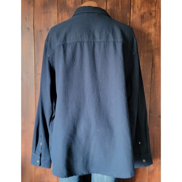 UNTUCKit Men 3XL Navy Blue Heavy Cotton Linen Button-Up Shirt Shacket Reissler - Picture 11 of 13